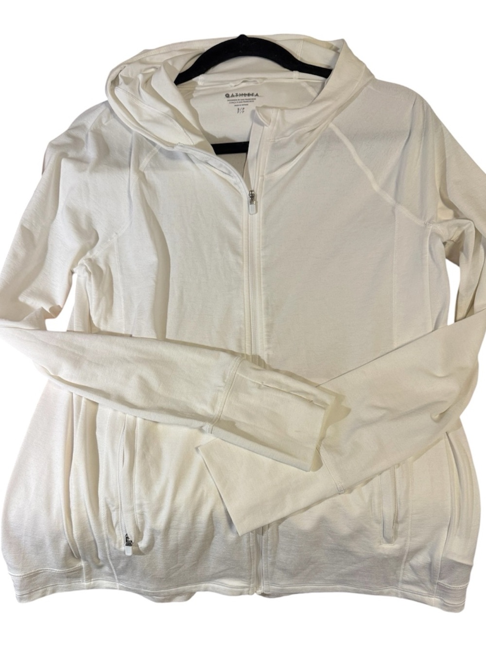Athleta Cream Full-Zip Hooded Jacket